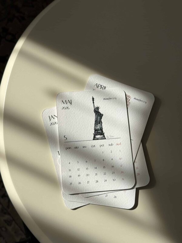Modern 2026 calendar featuring the Statue of Liberty design, ideal for stylish home or office decor.