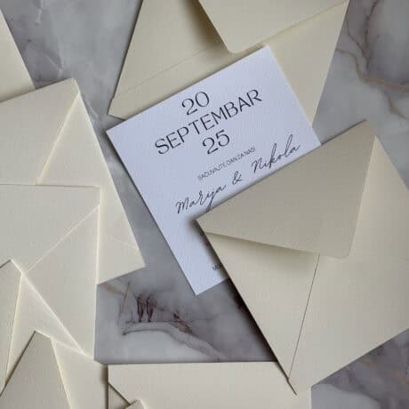 Elegant cream-colored envelope for wedding invitations, perfect for the Koverta 14.5 x 14.5 size.
