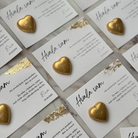 Hvala Vam 7 - Zahvalnice with gold heart embellishments for appreciation and recognition.