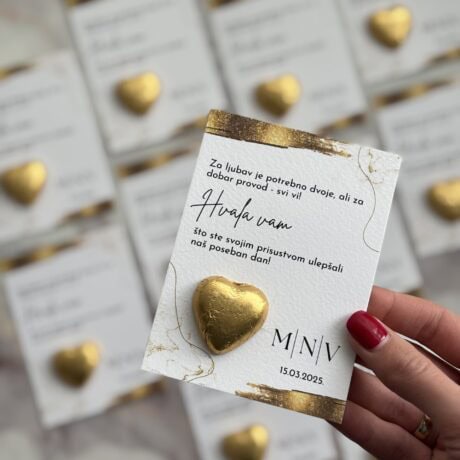 Elegant thank you card with a gold heart, symbolizing appreciation and love, part of a gratitude eve.