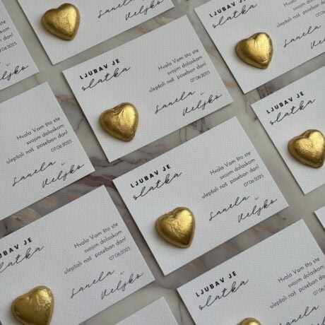 Sweet love-themed chocolate heart gift for wedding or celebration cards.