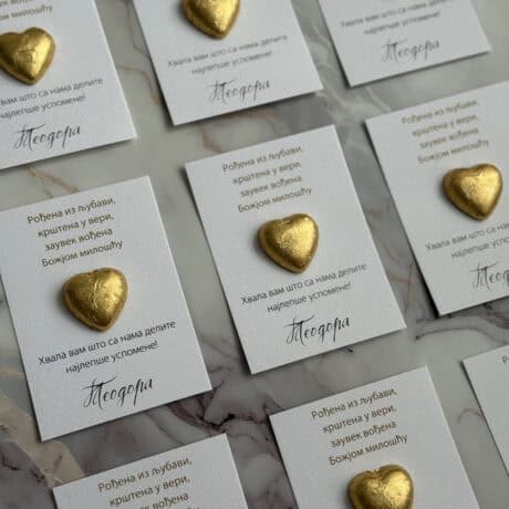 Gold Heart Wedding Favor Tag.