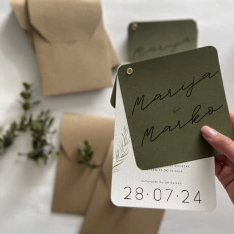 Wedding invitation card with elegant design for Marija and Marko's wedding.