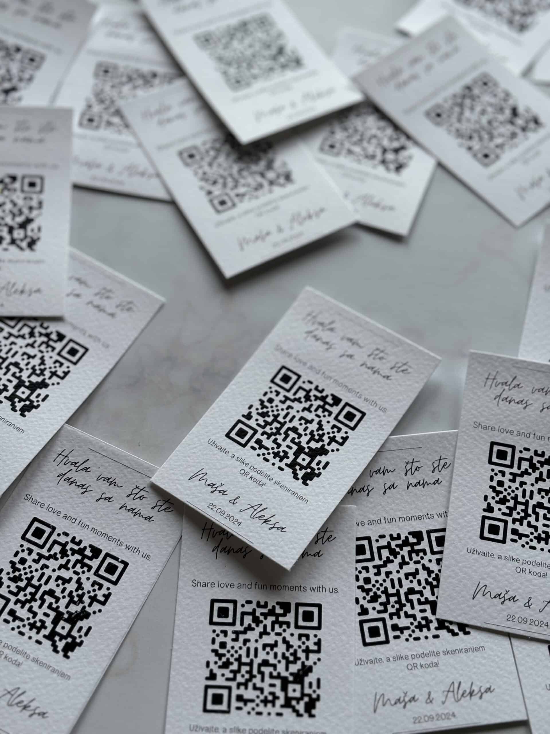 QR code wedding thank you card with personalized message and QR code for easy sharing.