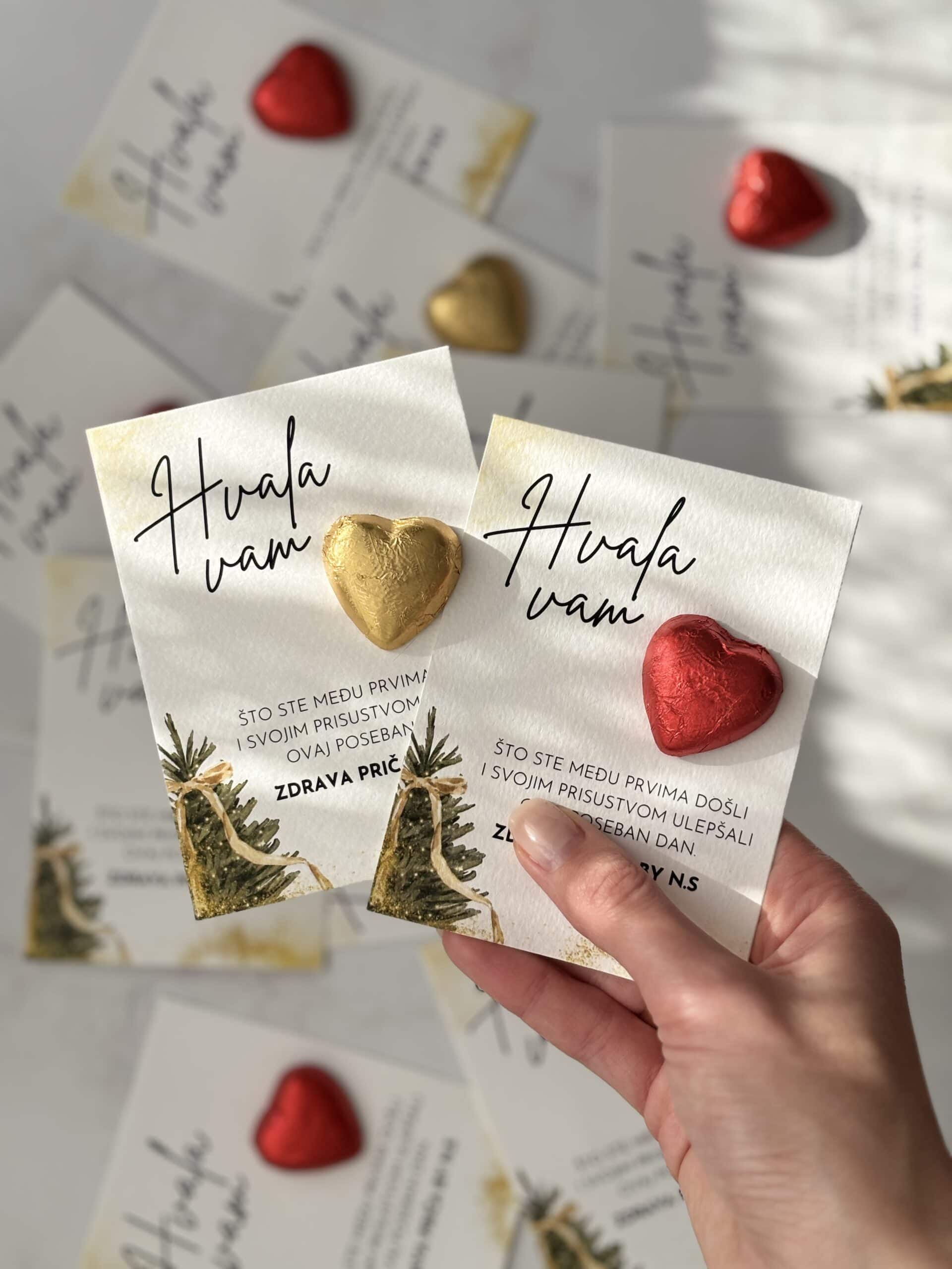Elegant corporate thank you cards with gold and red heart accents, perfect for professional apprecia.