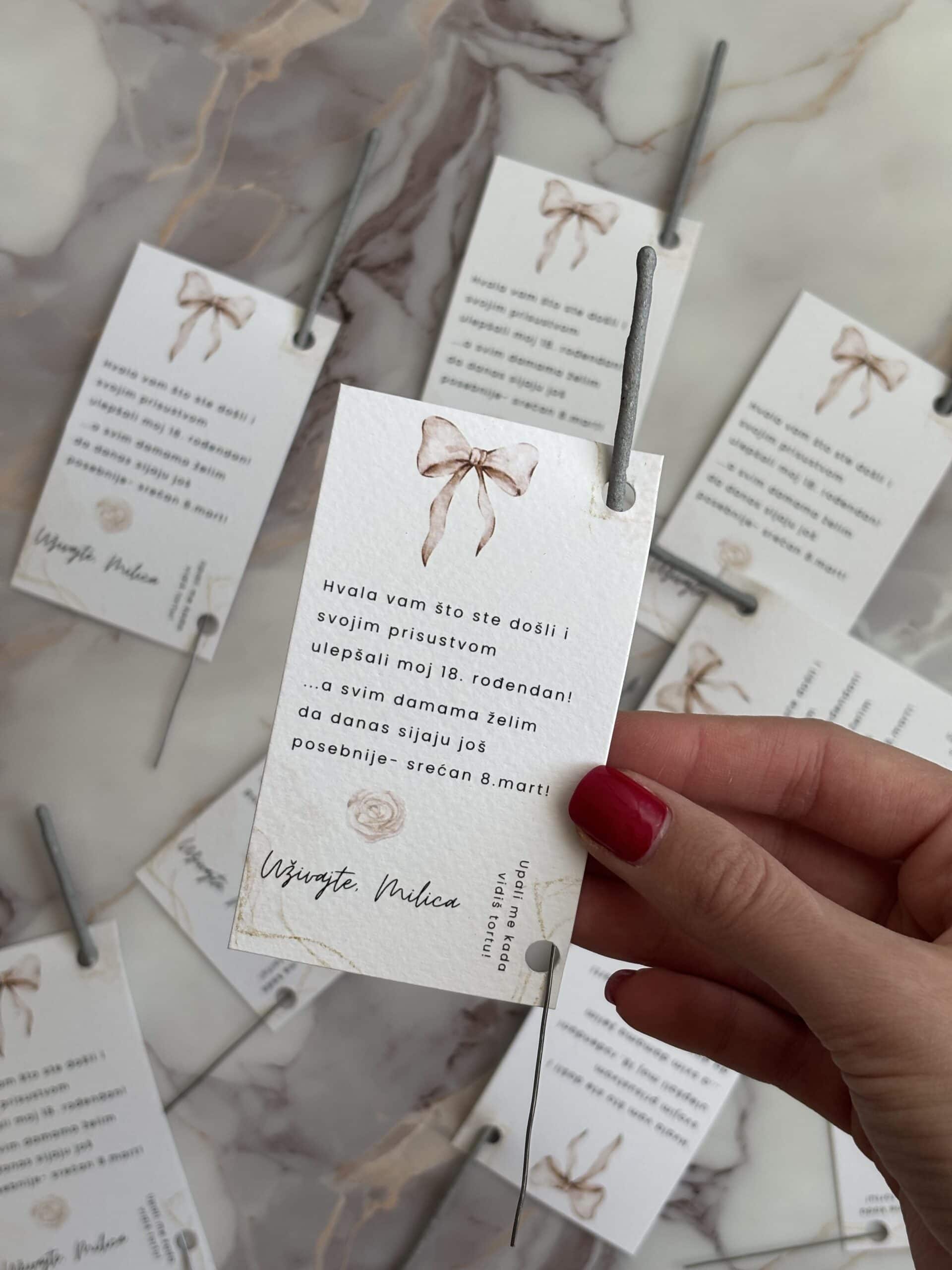Elegant thank you cards with ribbon design for wedding appreciation, personalized message included.