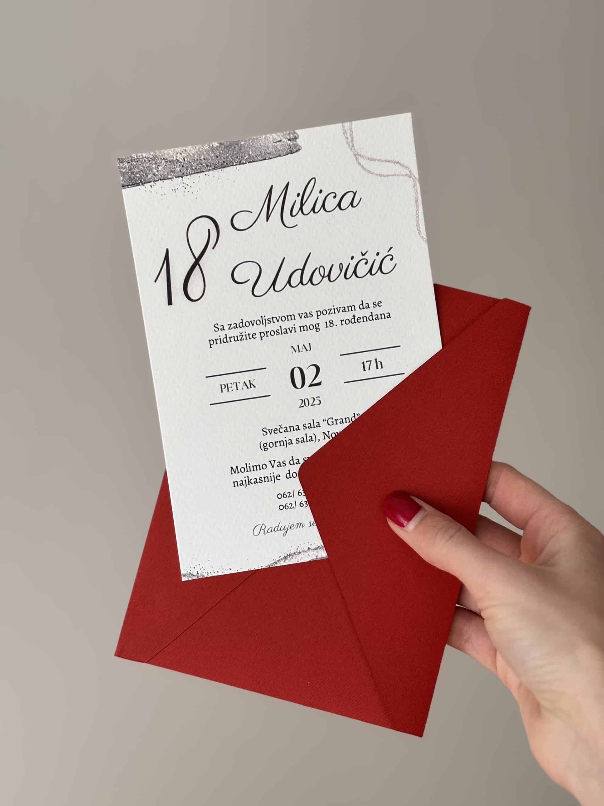 Invitation card for 18th birthday celebration in elegant design.