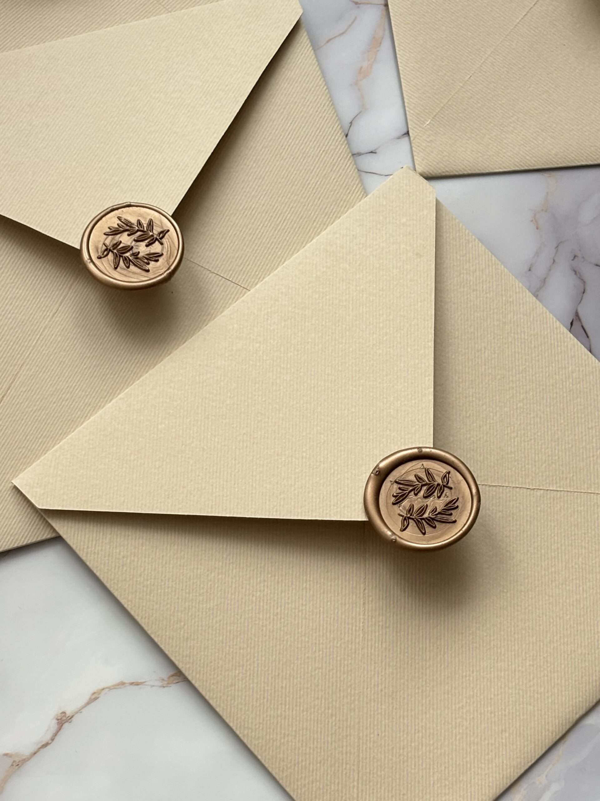 Koverta 14.5 x 14.5 in elegant beige color with wax seal, perfect for stylish invitations and statio.
