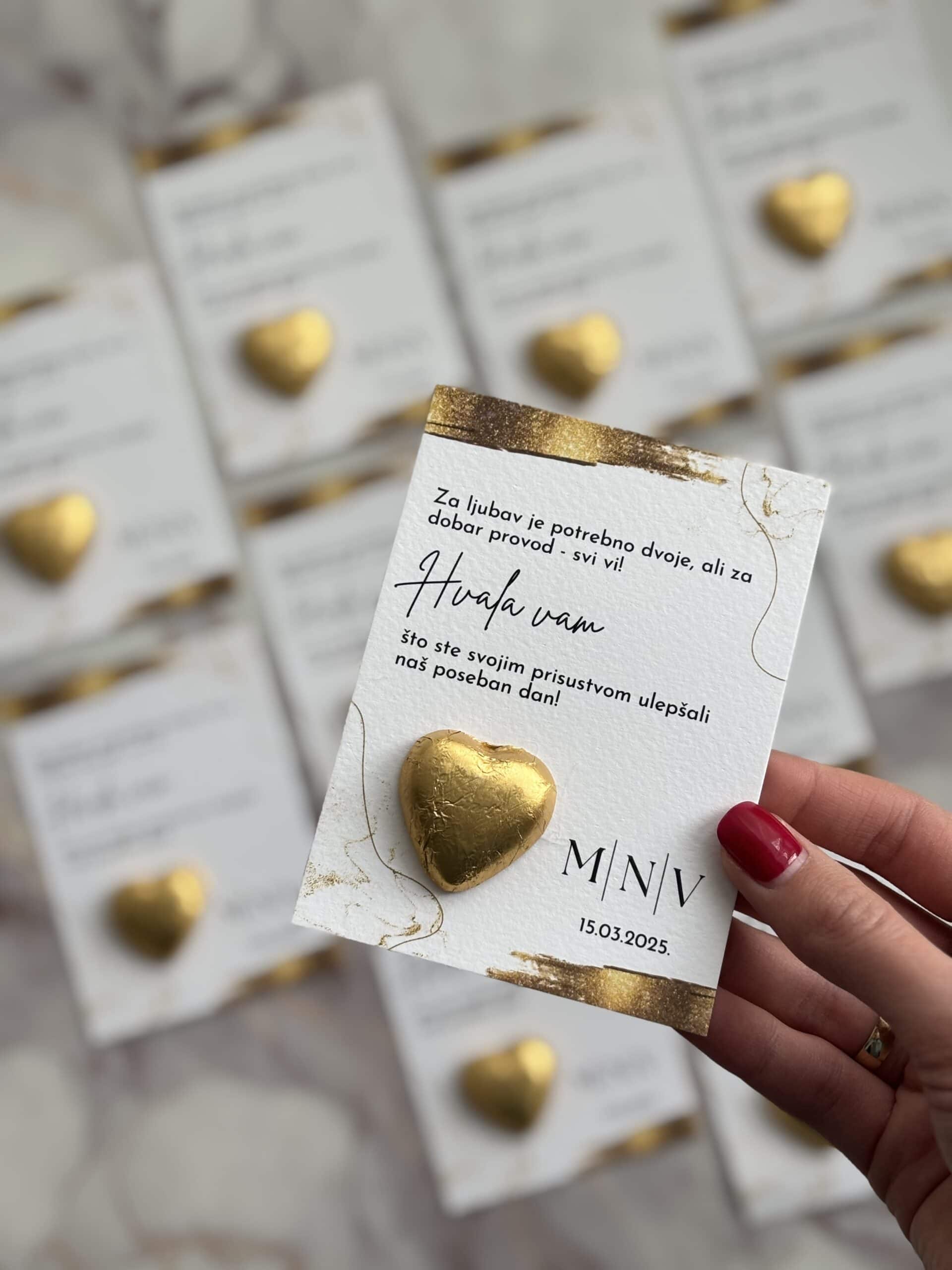 Elegant thank you card with a gold heart, symbolizing appreciation and love, part of a gratitude eve.