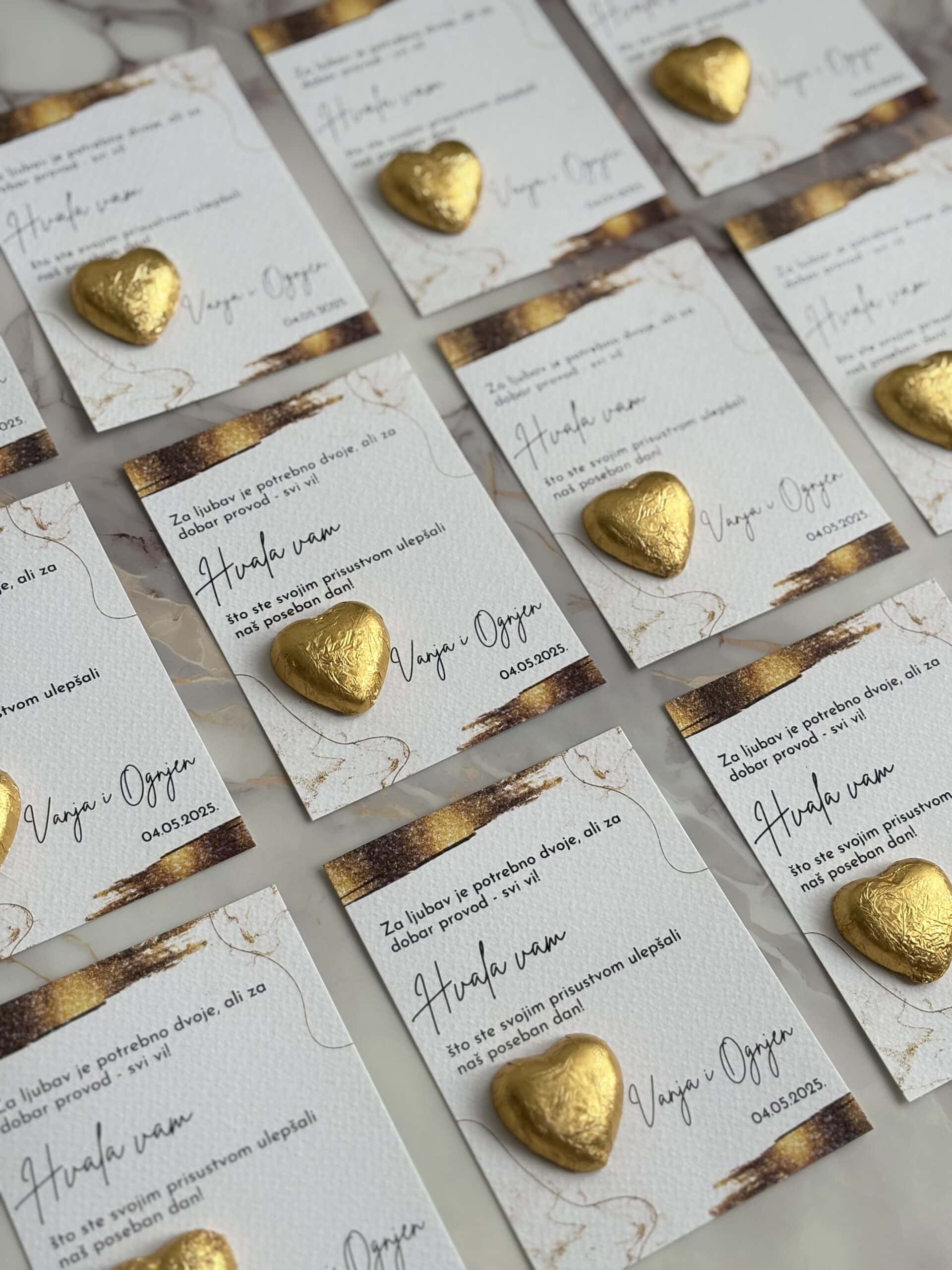 Elegant thank you cards with gold heart accents for special occasions.