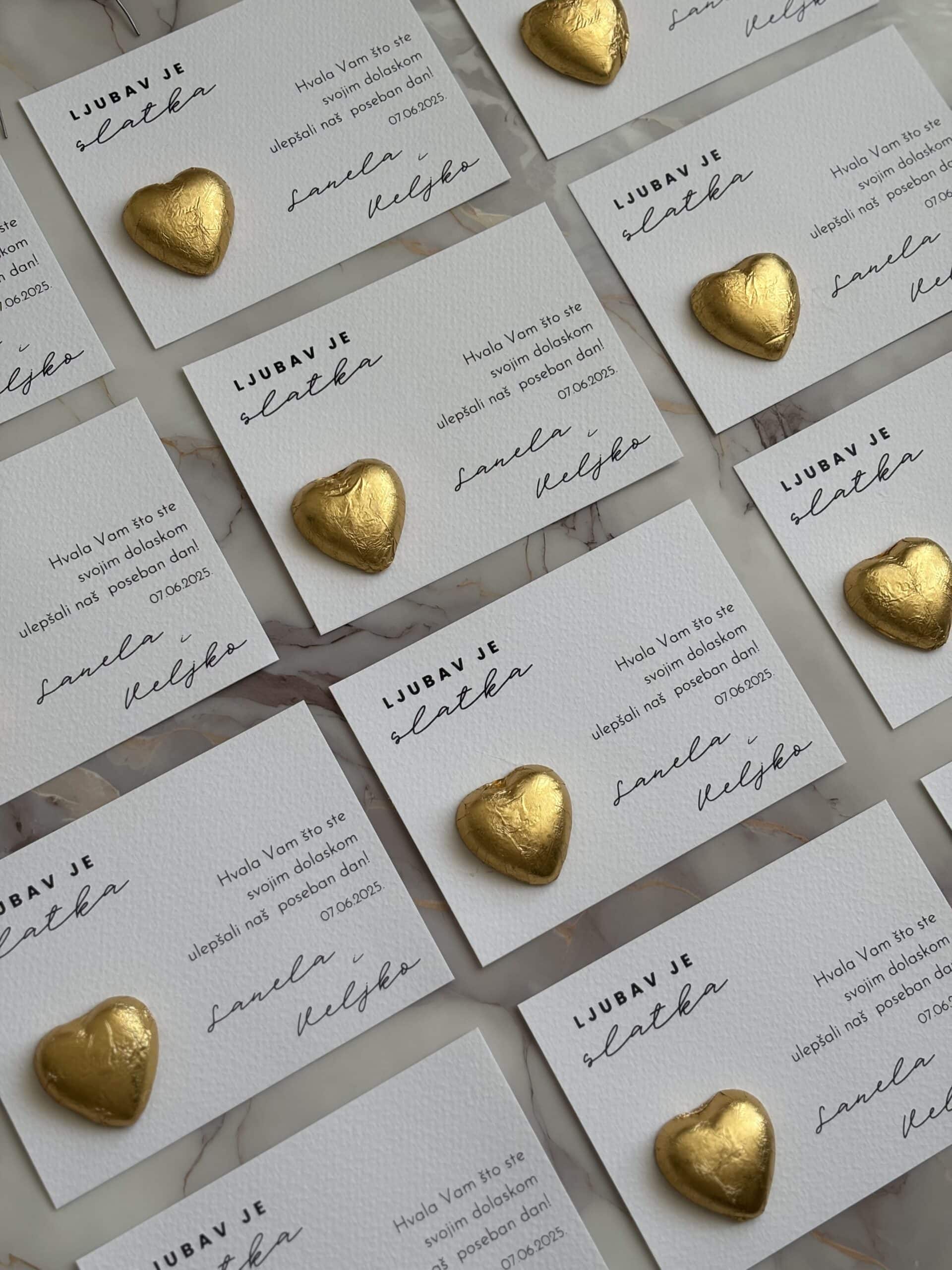 Sweet love-themed chocolate heart gift for wedding or celebration cards.