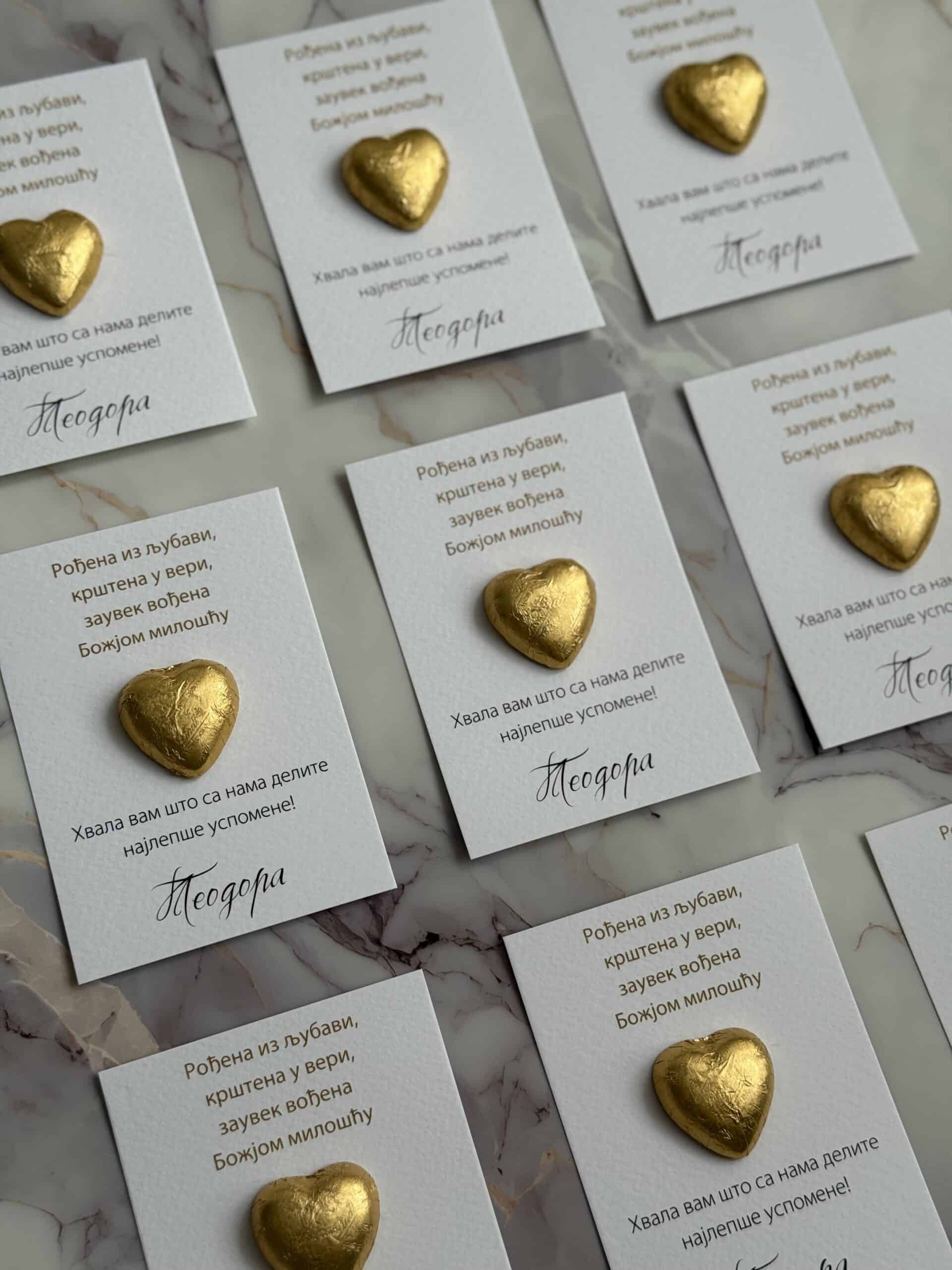 Gold Heart Wedding Favor Tag.